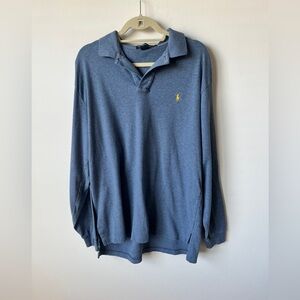Polo by Ralph Lauren Long Sleeve Knit Polo Shirt Blue Size L